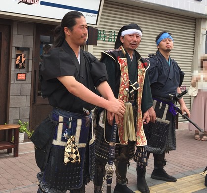 やまがた愛の武将隊@Fukushimaナツフェス2018その2 左から、大国実頼さま・上杉景勝さま・直江兼続さま